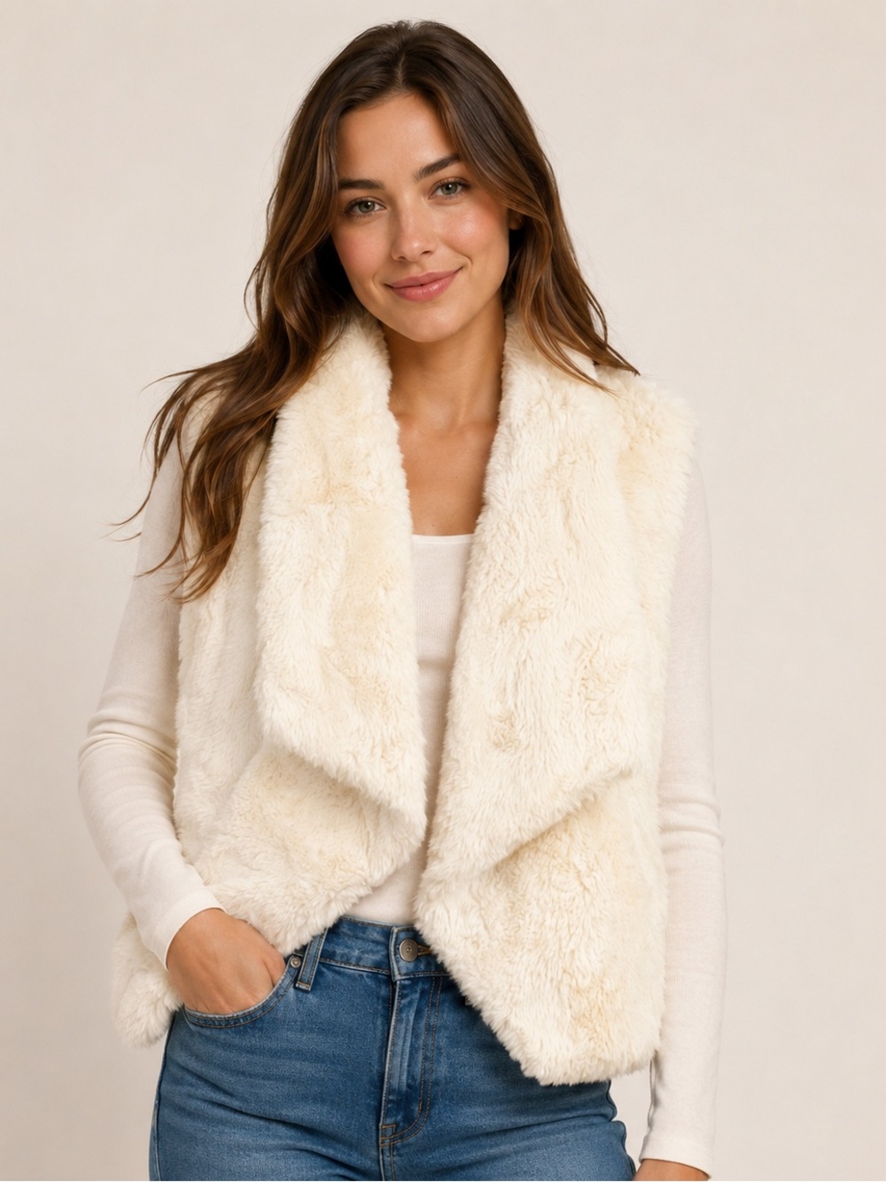 Jack by BB Dakota Faux Fur Plush Vest Size L NWT